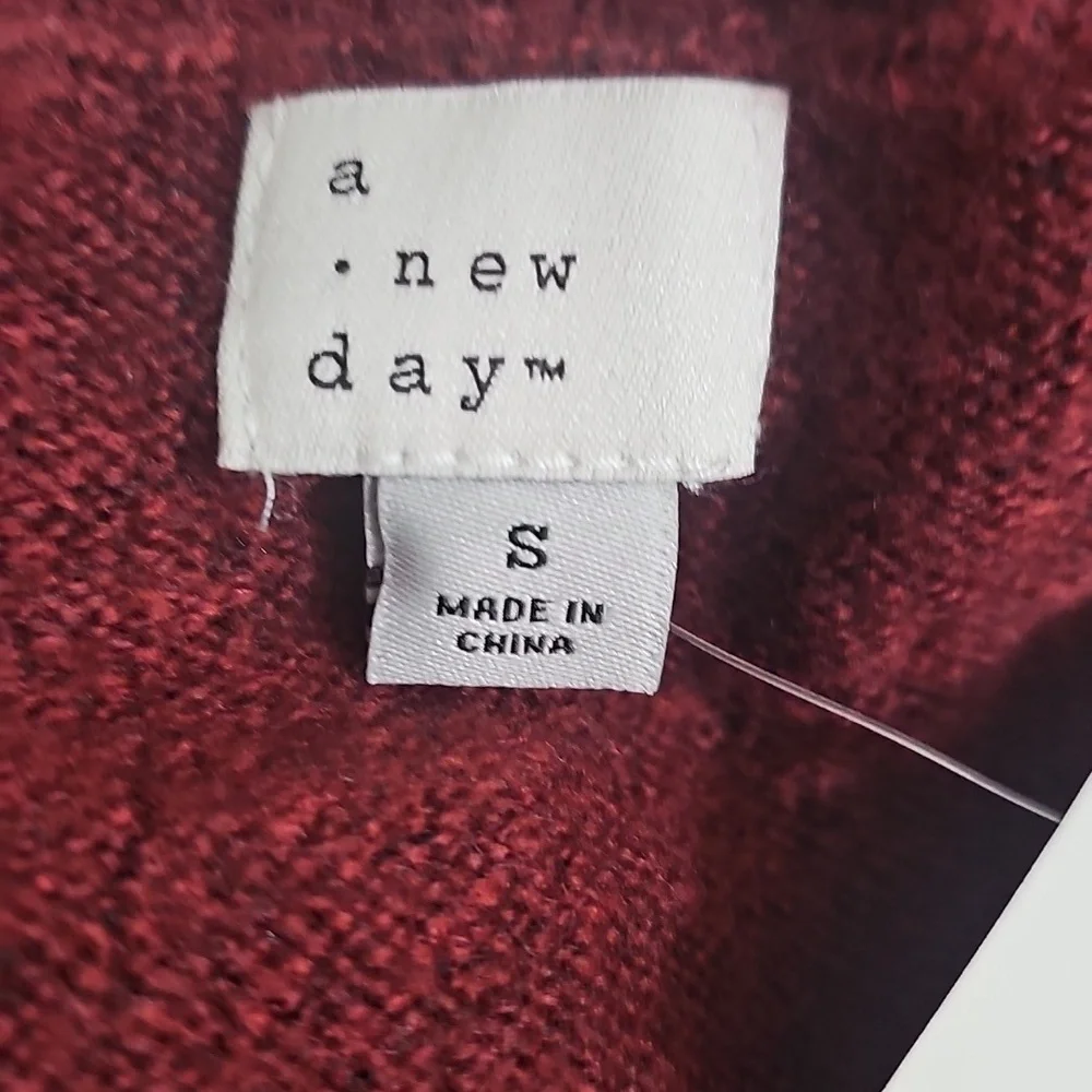 A New Day Women's Cozy Knit Pullover V-Neck Sweater Burgundy